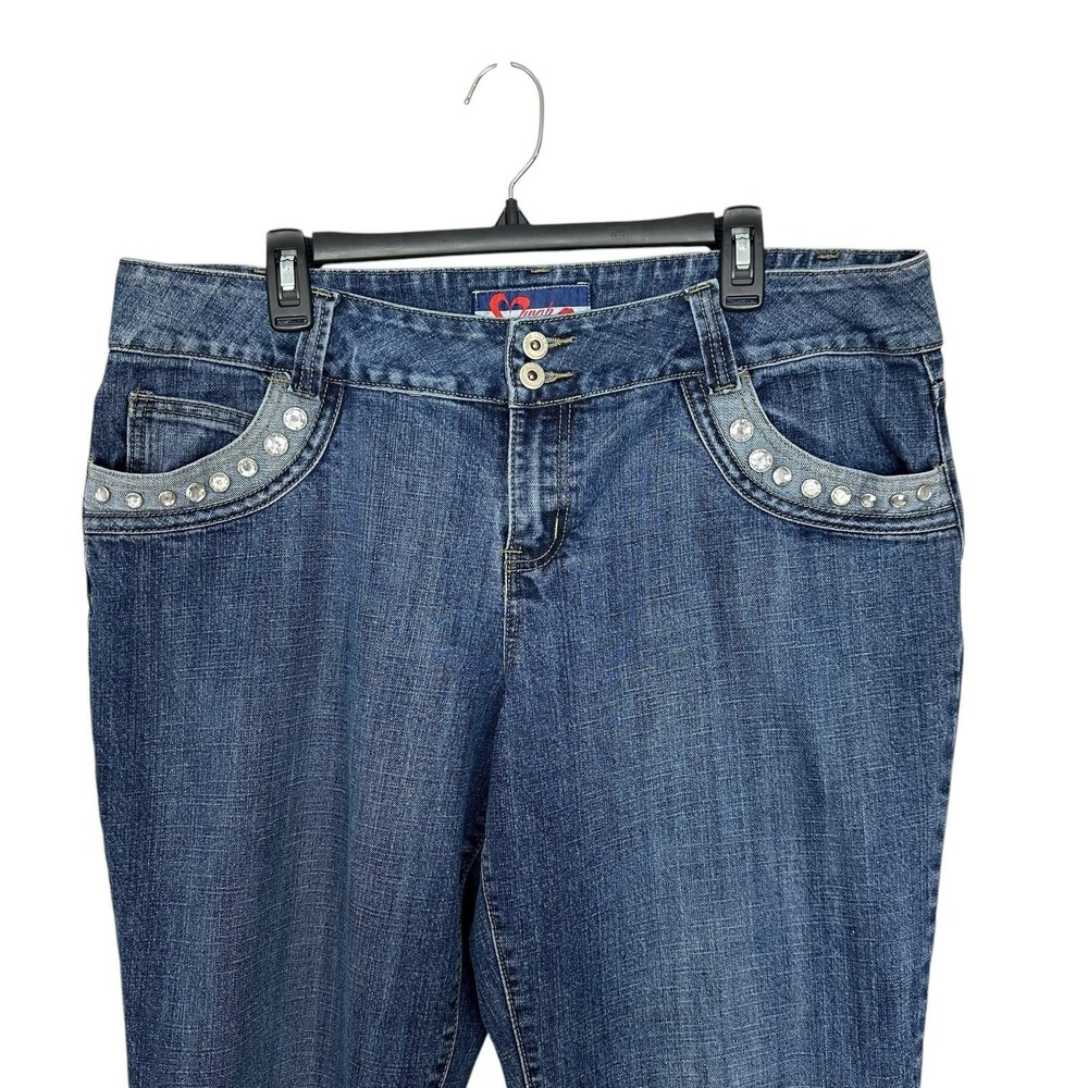 MWAH Bootcut Jeans Plus Sz 18W Medium Wash Rhinestones 32" Inseam MidRise Womens